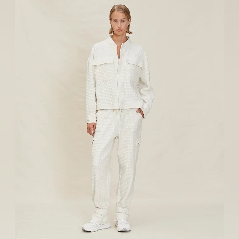 Devon Windsor Roxy Jacket and Rebel Sweatpants in Marshmallow Waffle SET